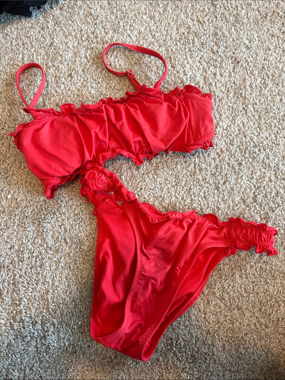 wild fable Red Ruffle Bikini Set